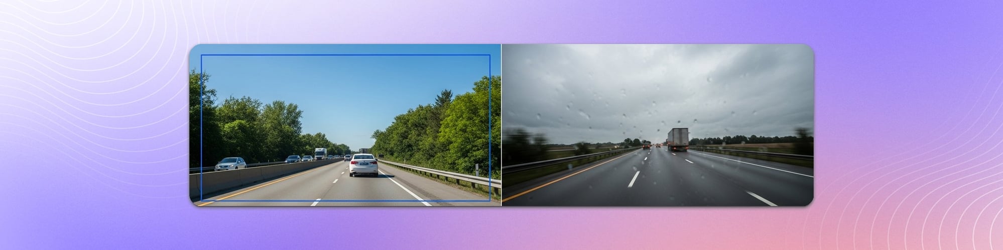 Bird's-eye LiDAR point-cloud visualization of highway traffic with a single flagged anomalous vehicle highlighted in amber among streams of normal traffic.