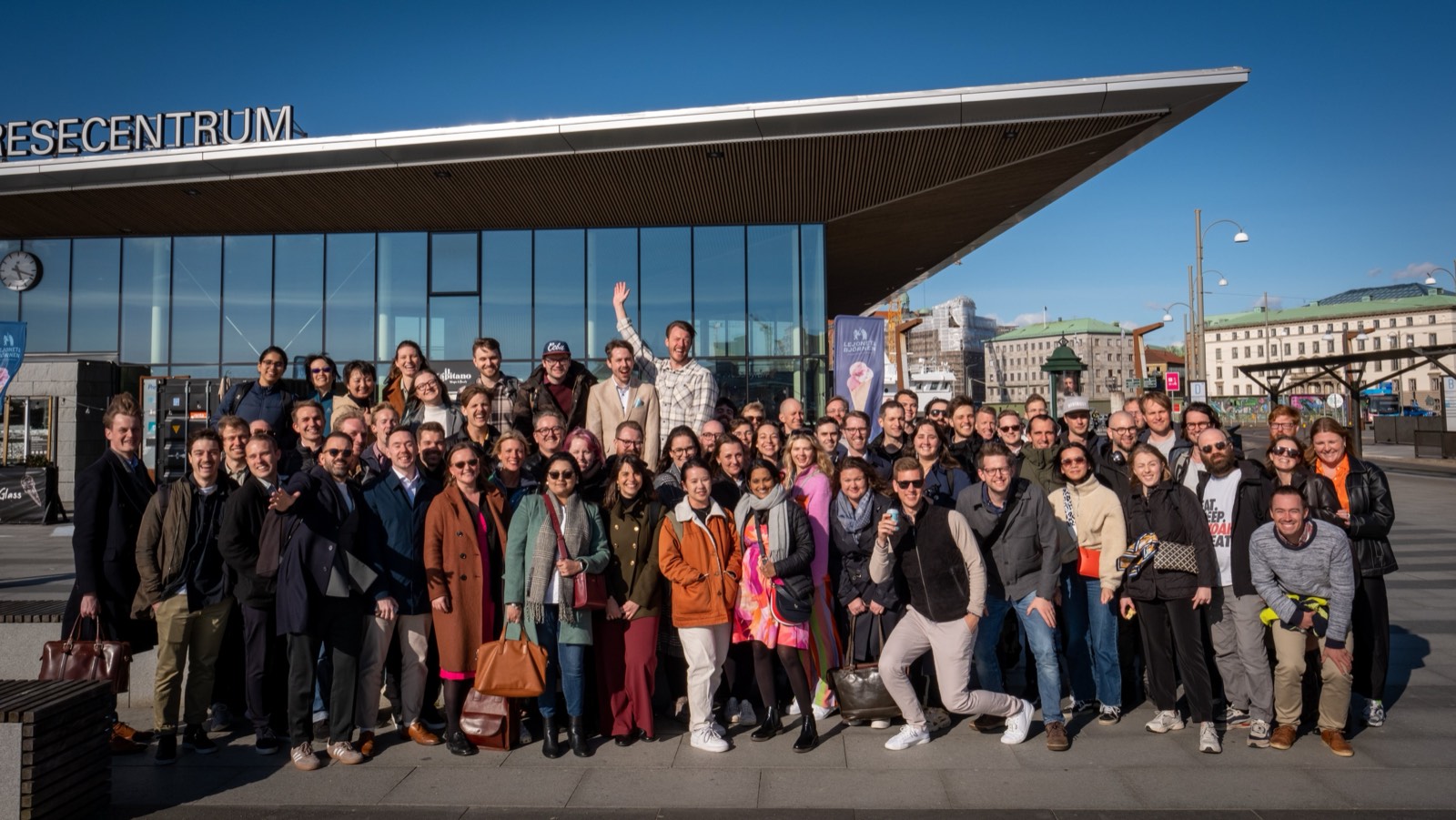 Kognic team gathered for an offsite outside Gothenburg Resecentrum