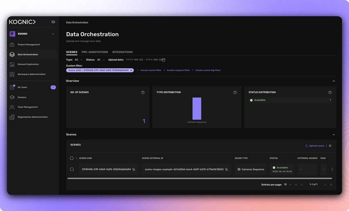 Kognic omnibar searching pre-labels and scenes from anywhere in the platform