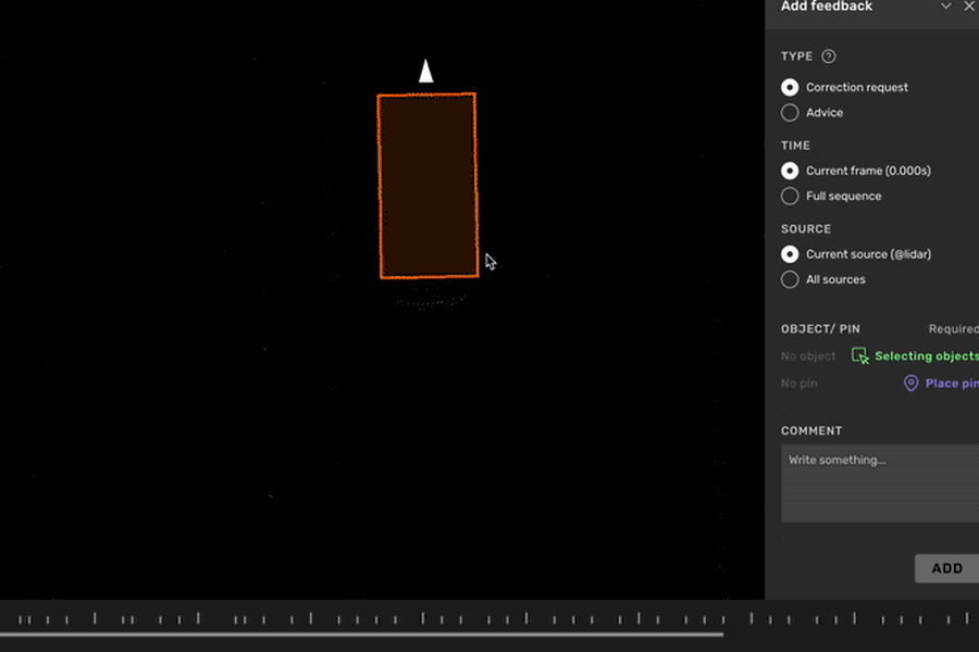 Kognic combined pin and object feedback cuboid review annotation