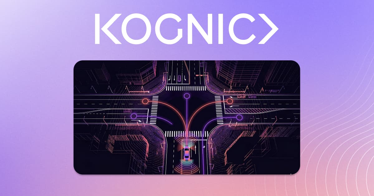 Top-down view of an autonomous vehicle approaching an intersection with LiDAR sensor visualization and annotated road elements